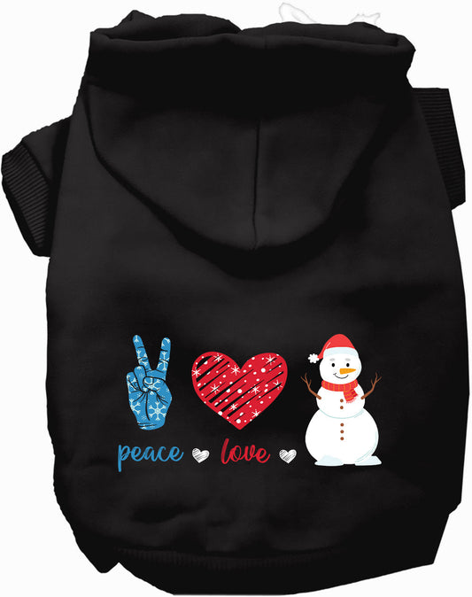 Peace, Love, and Snow Pet Hoodie