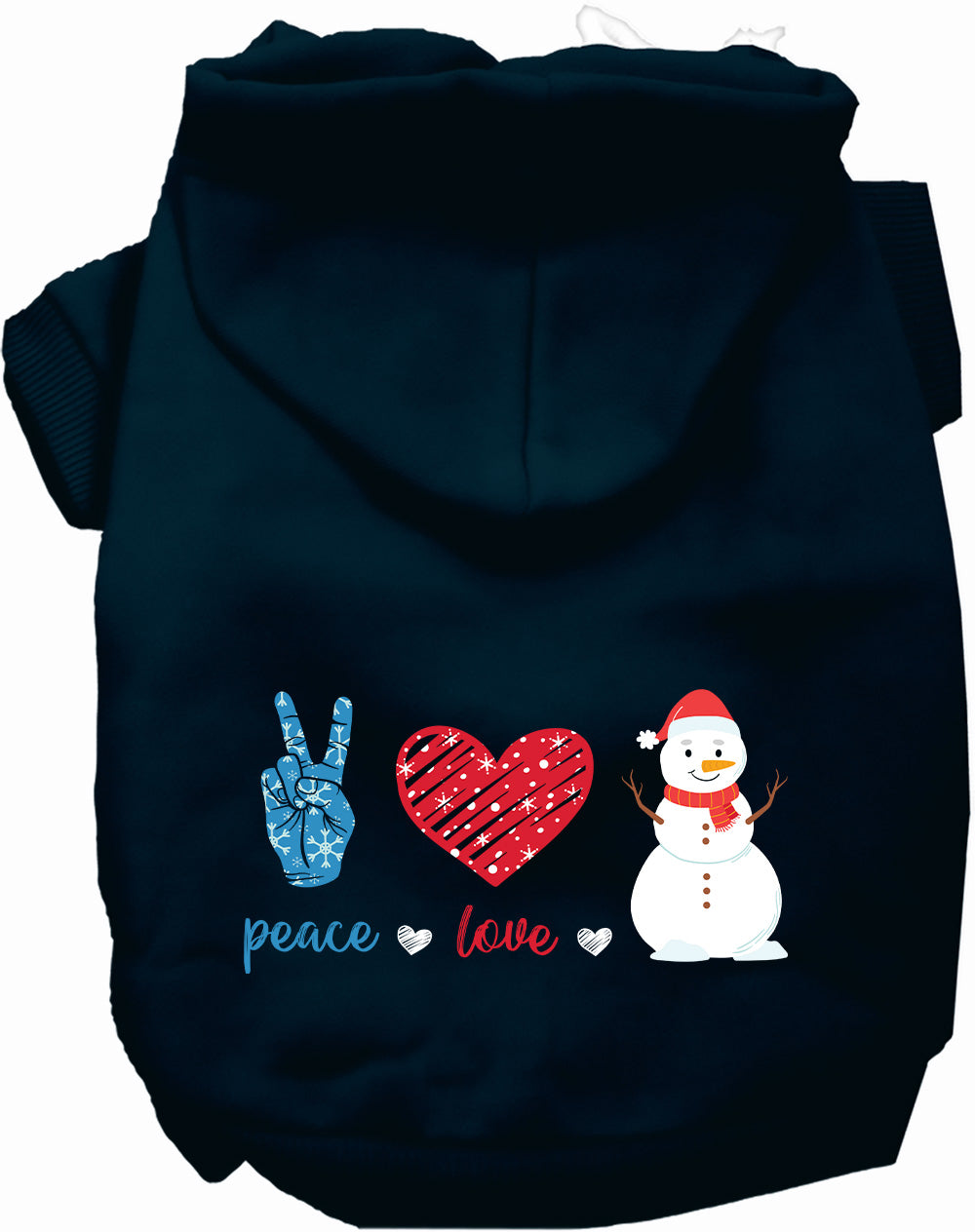 Dog Hoodie Peace Love and Snow for Everyday Pet Style and