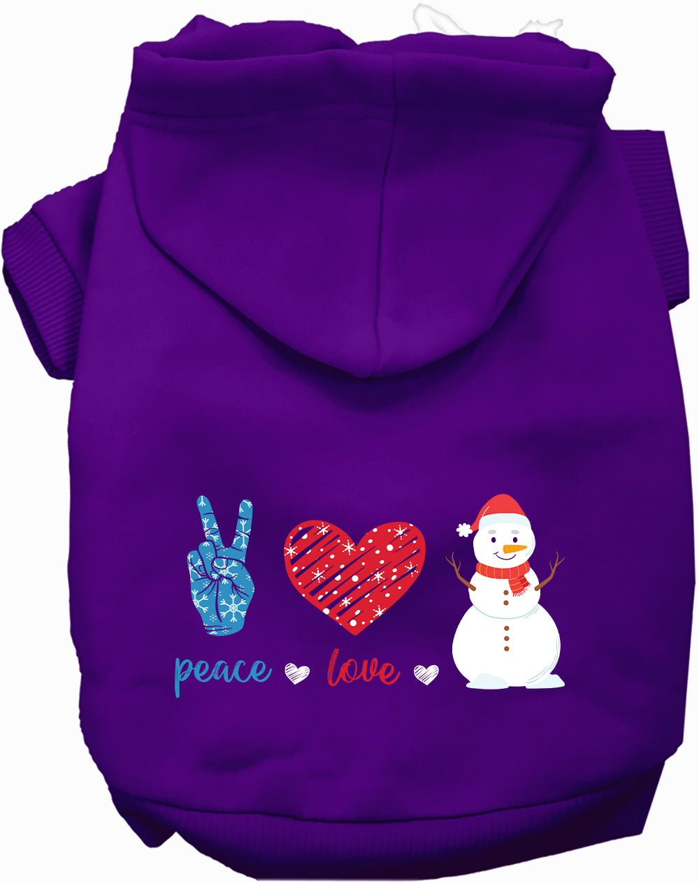 Dog Hoodie Peace Love and Snow for Everyday Pet Style and