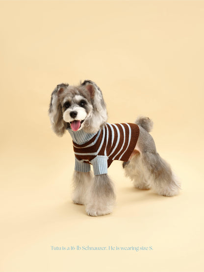 Dog Sweater Bluebell Stripes Two-Tone Turtleneck 🧶