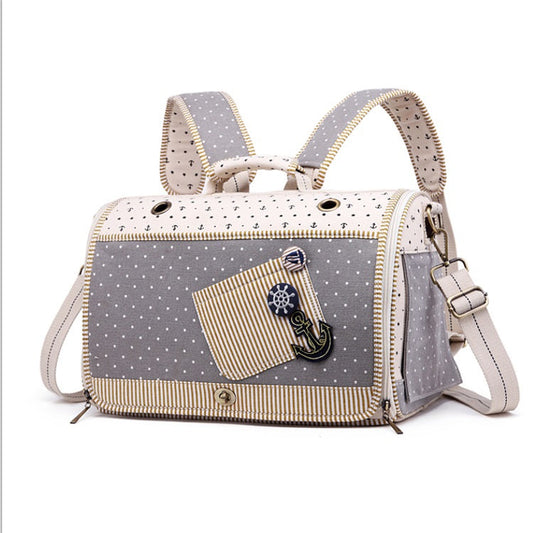 Nautical Pet Carrier Backpack Linen ⚓