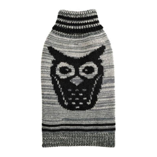 Growl Owl Grey Turtleneck Dog Sweater