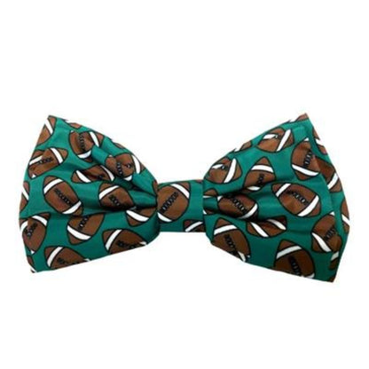 Football Green Dog Bow Tie