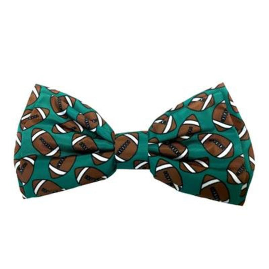 Football Green Dog Bow Tie