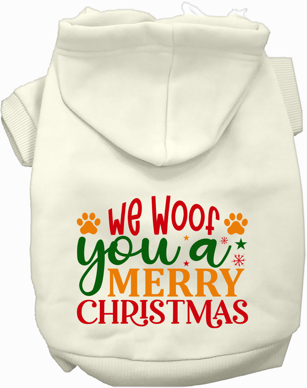 Dog Hoodie We Woof You Merry for Festive Holiday Pet Comfort
