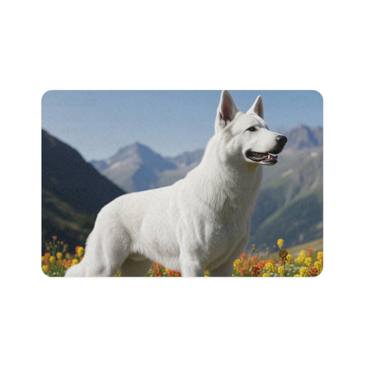 Pet Food Mat (12x18) - White Swiss Shepherd Dog