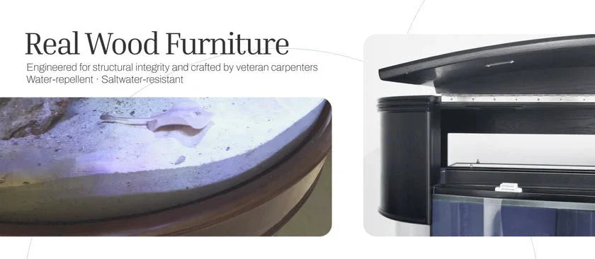 115 Gallon 3/4 Cylinder Glass Reef-Ready Aquarium Set in Tulum White