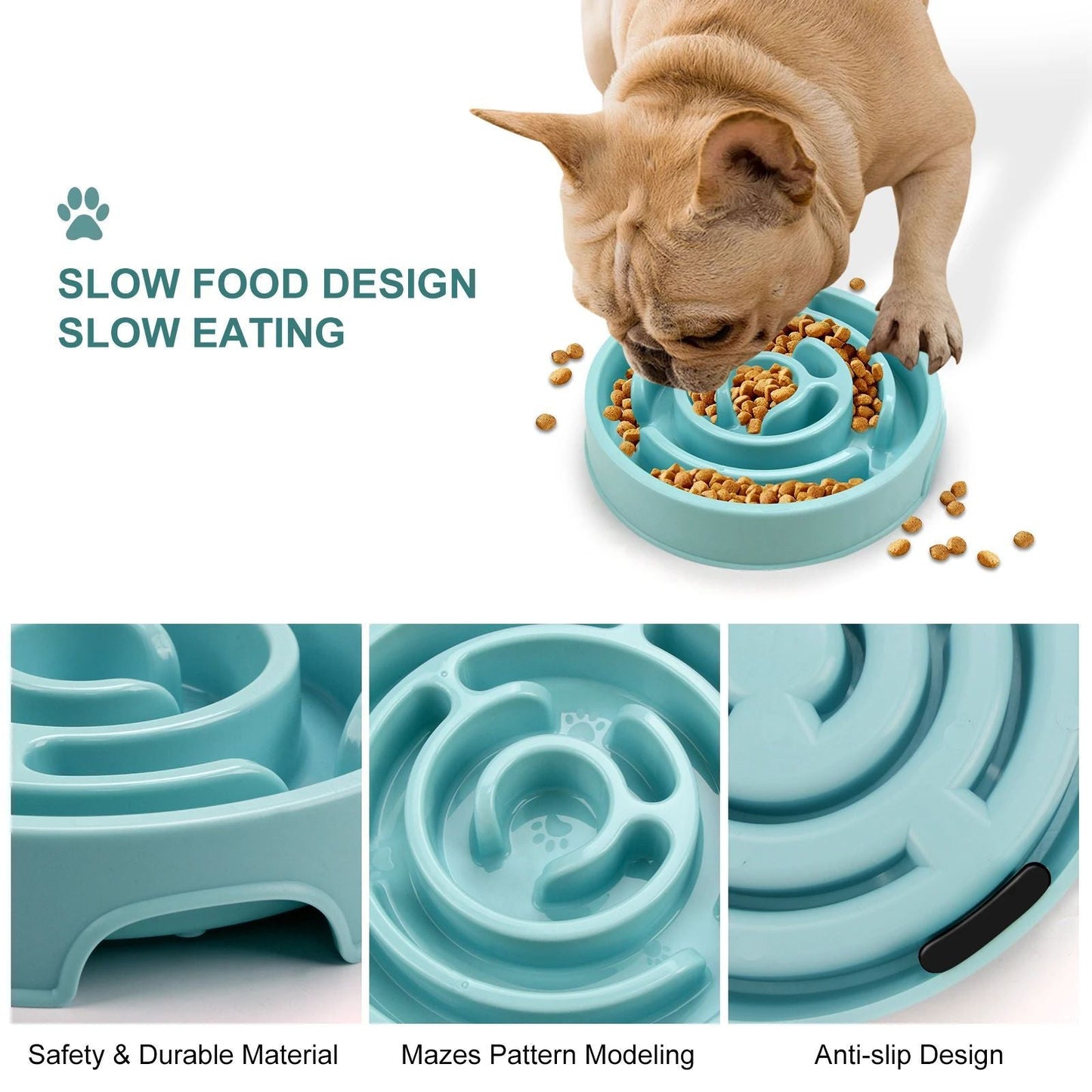 Pet Dog Slow Feeder Bowl Non Slip Anti-Gulping Slower Food
