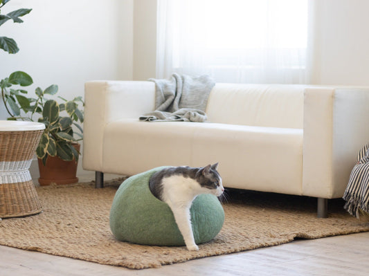Eucalyptus Green | Round Style Cave by Fuzzy Cove - The Family Pet
