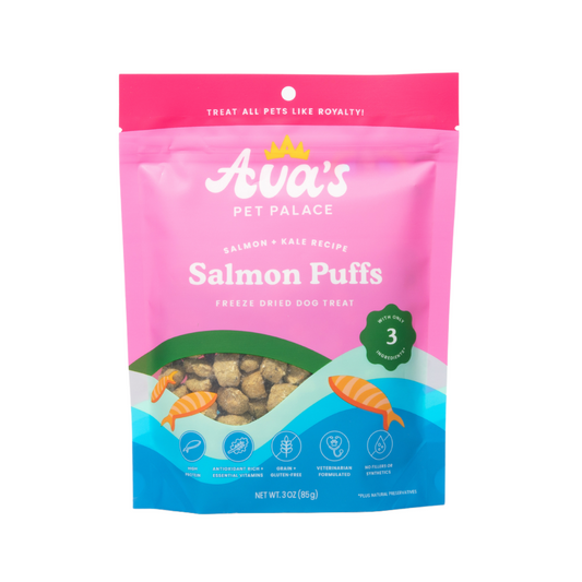 Ava's Pet Palace Freeze Dried Dog Treats Bag - Salmon Puffs