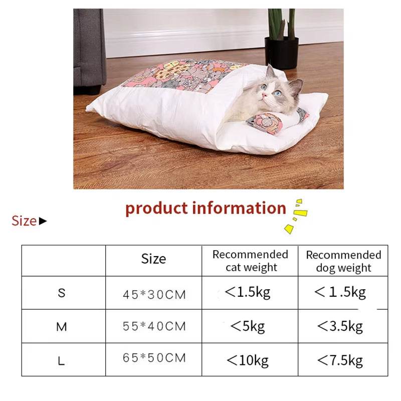 Removable Dog Cat Bed Cat Sleeping Bag Sofas Mat Winter Warm Cat House Small Pet Bed Puppy Kennel Nest Cushion Pet Sofa Products - Purrfect Pet Kingdom