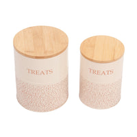 Country Living Dog Treat Canisters - Set of 2 Carbon Steel Jars with Bamboo Lids – White Swan