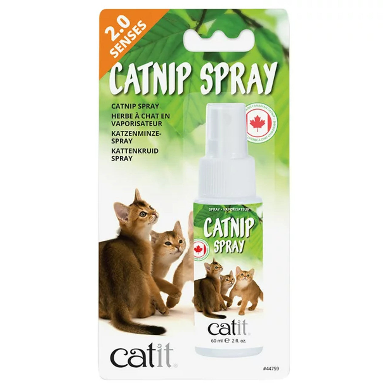 Catit catnip spray packaging with cats on a white background