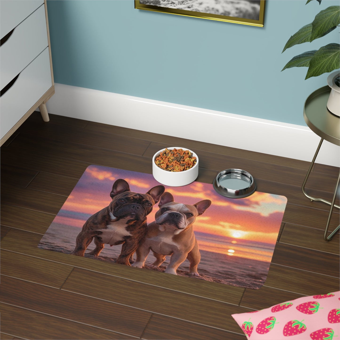 Pet Food Mat (12x18) - French Bulldog Love