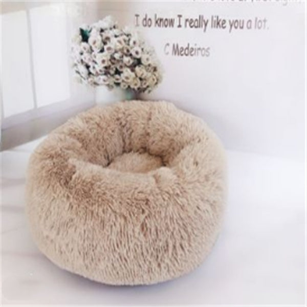 Plush Round Calming Cat Bed for Cozy Autumn and Winter Sleep