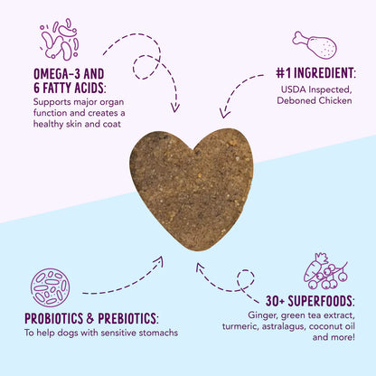 Chicken Dog Treats - Health Extension Heart Shaped 12oz 🐔