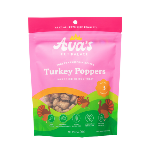 Ava's Pet Palace Freeze Dried Dog Treats Bag - Turkey Poppers