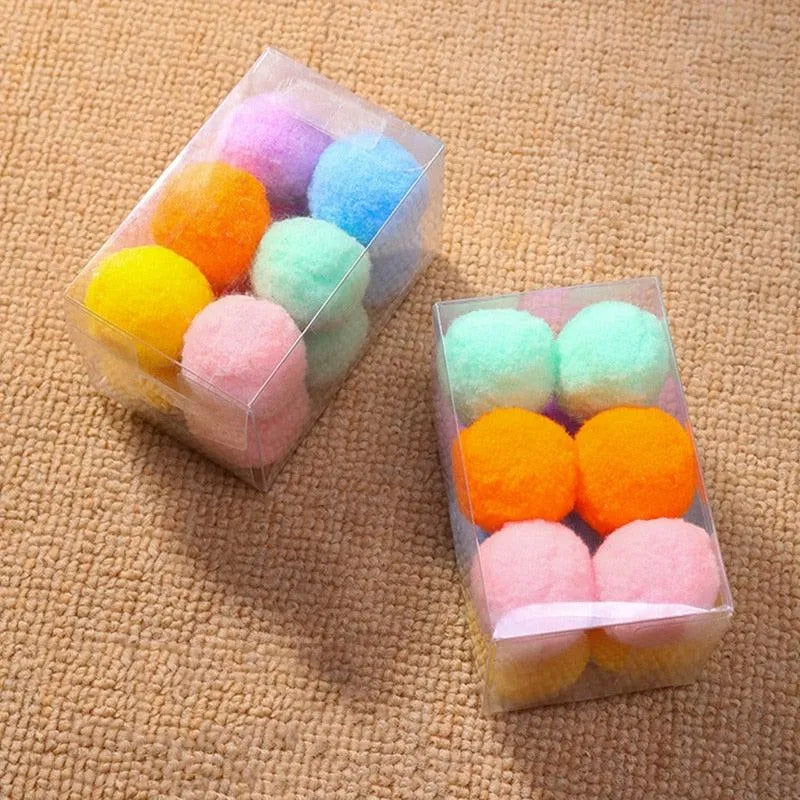 Colorful 12Pcs Stevvex Funny Cat Toys Stretch Plush Ball Toys for interactive kitten play, perfect for training and fun.