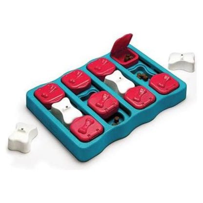 Dog Brick Flip, Side & Treat Blue Level 2 Interactive Dog Toy