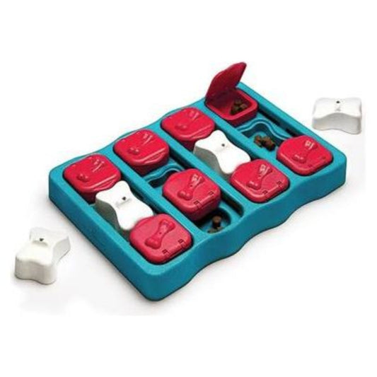 Dog Brick Flip, Side & Treat Blue Level 2 Interactive Dog Toy