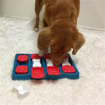 Dog Brick Flip, Side & Treat Blue Level 2 Interactive Dog Toy