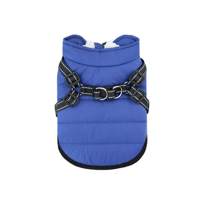 Insulated Fleece-lined Dog Vest With Chest And Back Zipper