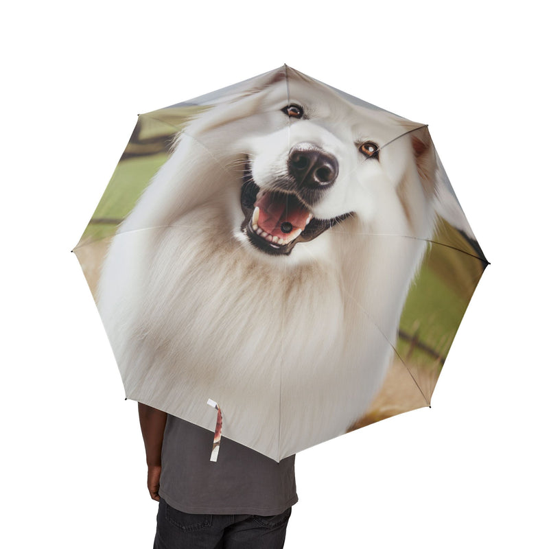 White Swiss Shepherd Dog Semi-Automatic Foldable Umbrella