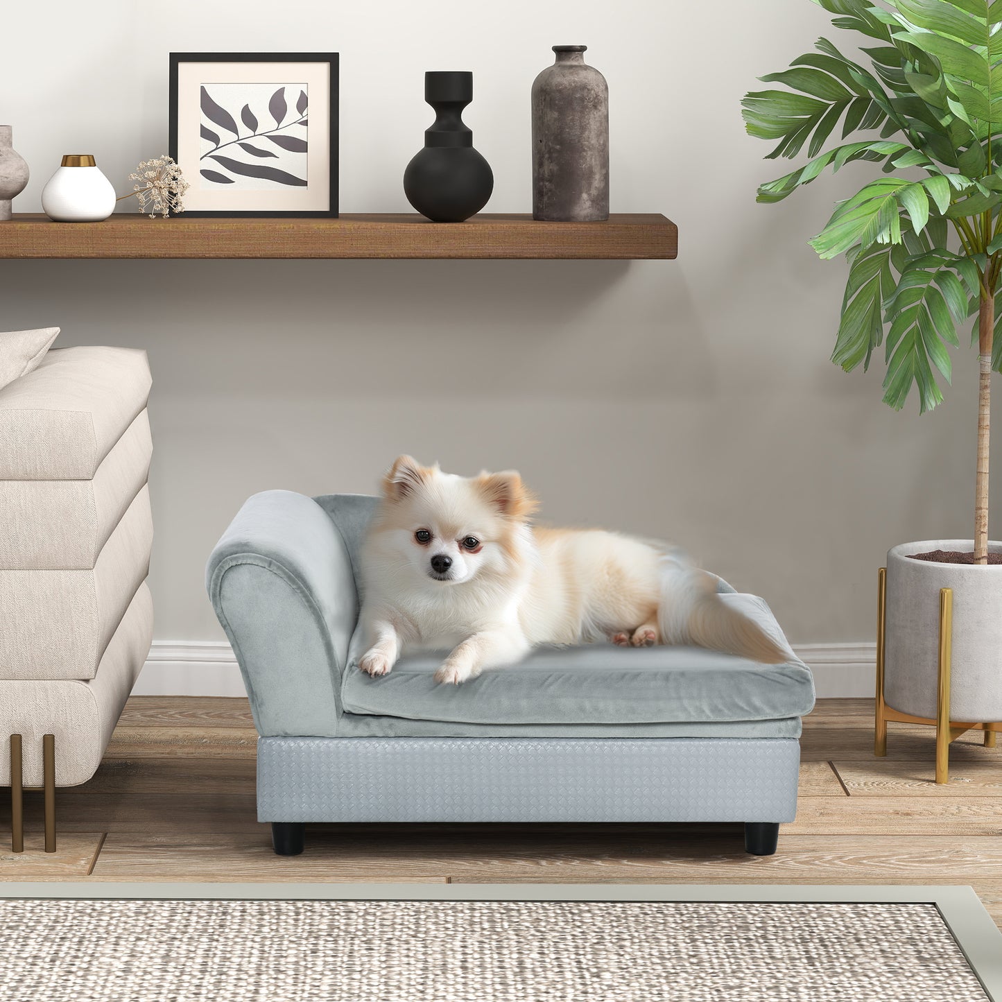 Luxury Dog Couch - Soft Foam Pet Sofa with Hidden Storage