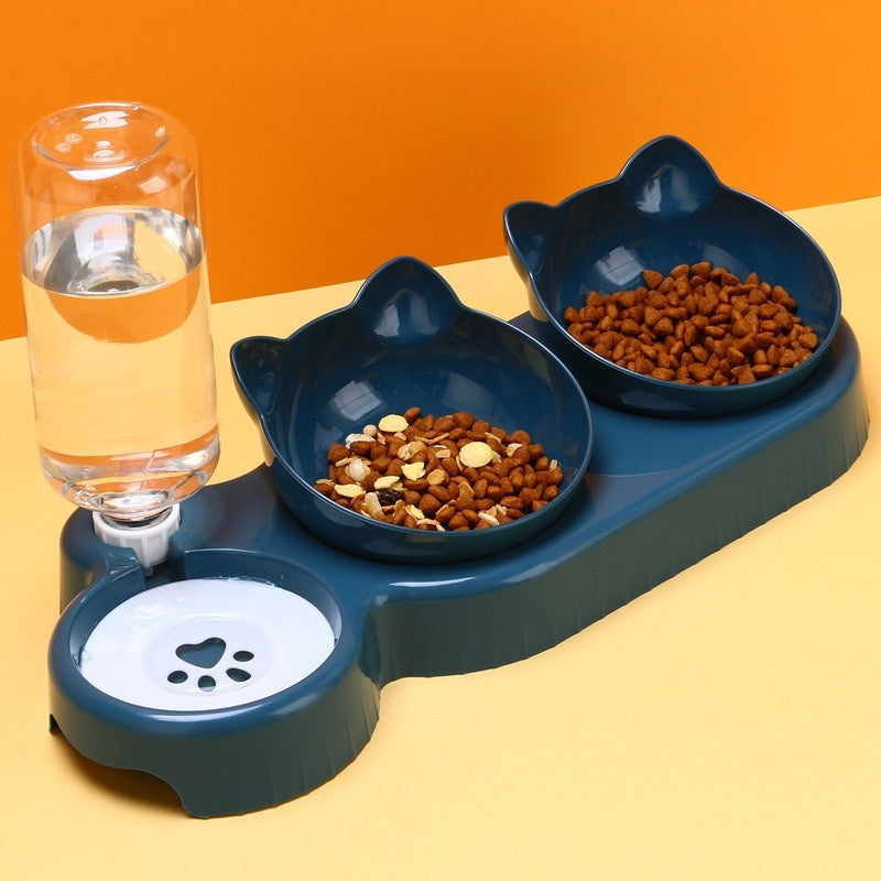 Elevated Triple Cat Bowl Station for Comfortable Mealtime