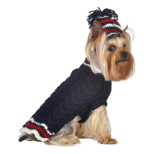 Chunky Cable Pet Sweater w/ Hat
