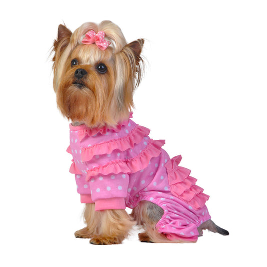 Ruffle Bloomer Pink Polka dot Pet Jammies
