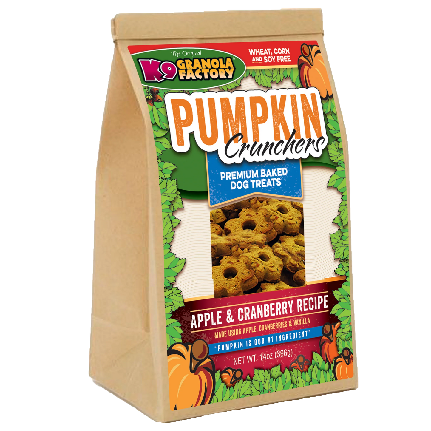 K9 Granola Factory Pumpkin Crunchers, Apple & Cranberry Recipe Dog Treats (14oz)