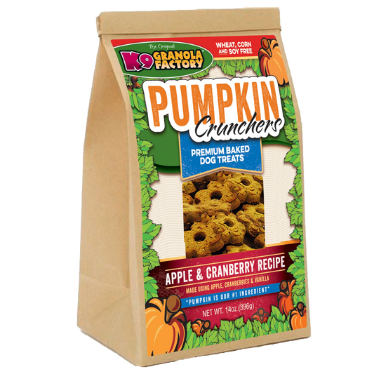 K9 Granola Factory Pumpkin Crunchers, Apple & Cranberry Recipe Dog Treats (14oz)