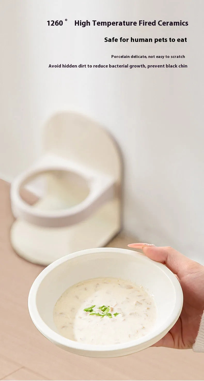 15 Degree Elevated Ceramic Cat Bowl by Pet Zen in elegant design, perfect for luxury pet dining, size variant 134.84.