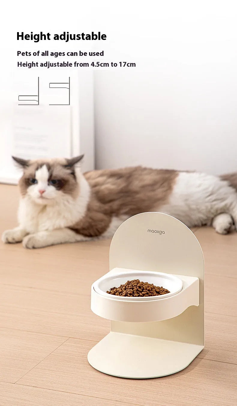 15-Degree Elevated Ceramic Cat Bowl by Purrfect Pet Kingdom in elegant white, perfect for stress-free dining for your cat.