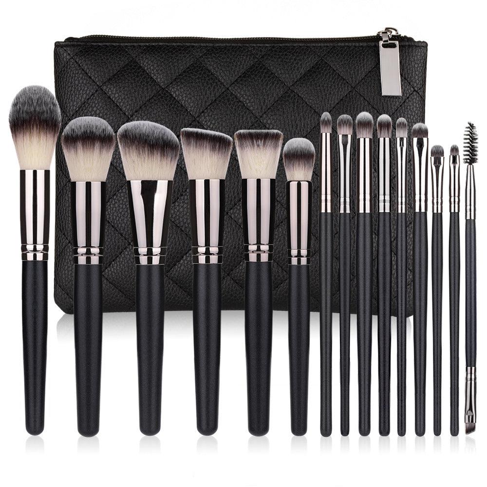 Matte Black Makeup Brush Set by [Brand Name] – 15 Essential Tools for Flawless Application