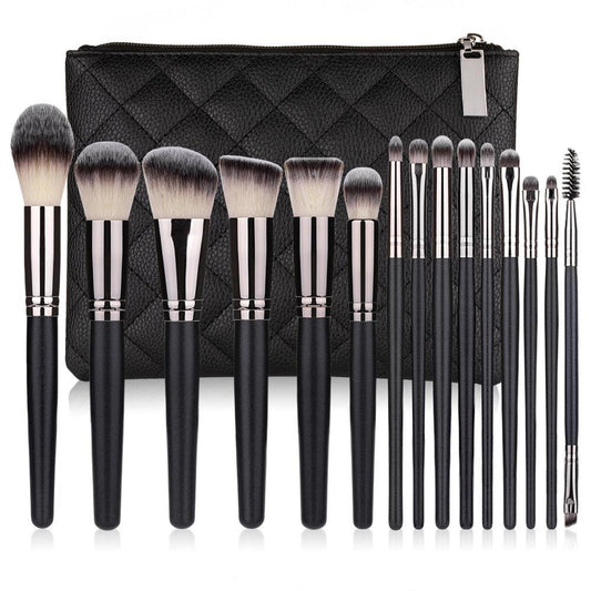 Matte Black Makeup Brush Set by [Brand Name] – 15 Essential Tools for Flawless Application