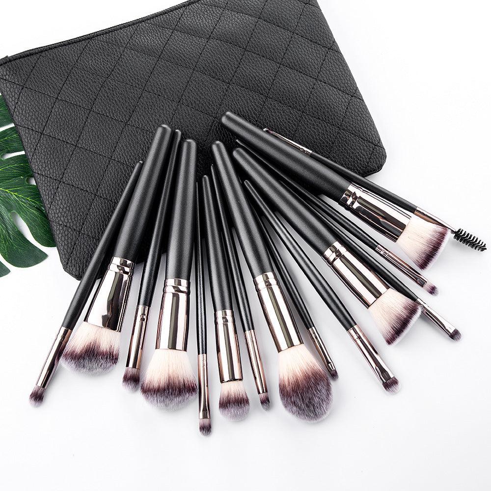 Matte Black Makeup Brush Set by [Brand Name] – 15 Essential Tools for Flawless Application