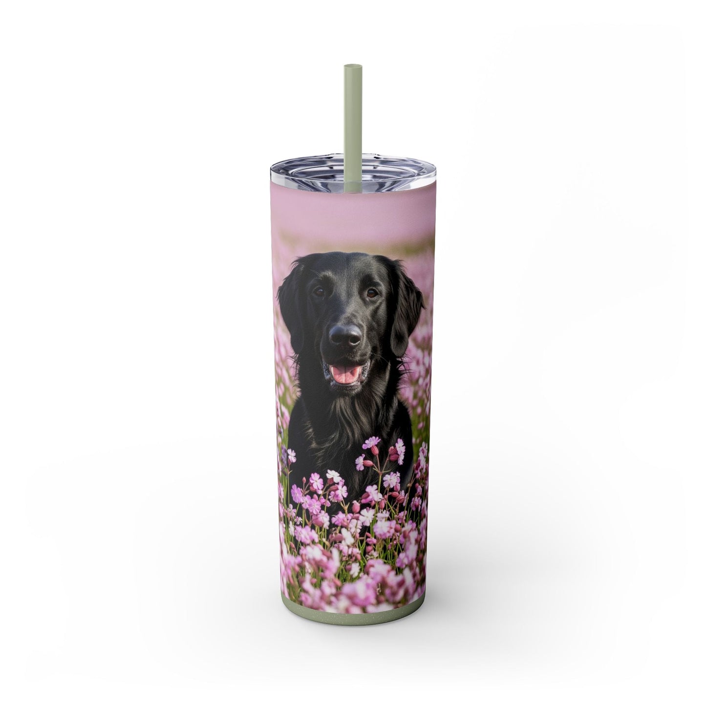 Flat Coated Retriever Skinny Tumbler with Straw, 20oz