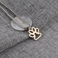 Round Dog Paw Tag Short Necklace by Furr Baby Gifts