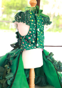 Emerald Green Floral Pet Gown | Luxury Dog Dress for