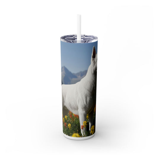 White Swiss Shepherd Dog Skinny Tumbler with Straw, 20oz