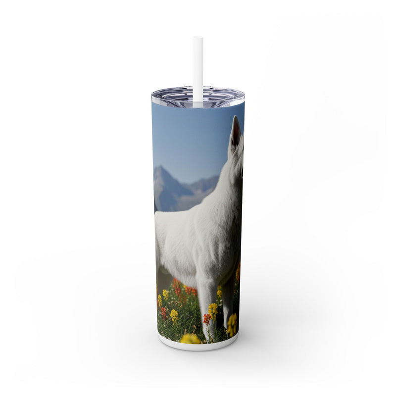 White Swiss Shepherd Dog Skinny Tumbler with Straw, 20oz