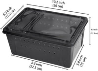 Portable Reptile Terrarium Habitat for Mini Pet Houses Breathable Holes Stackable Container (Black-M)