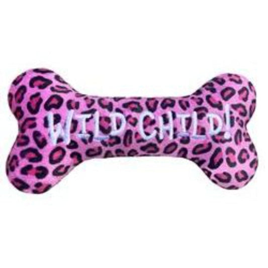 Wild Child Cheetah Pink Bone Plush Dog Toy