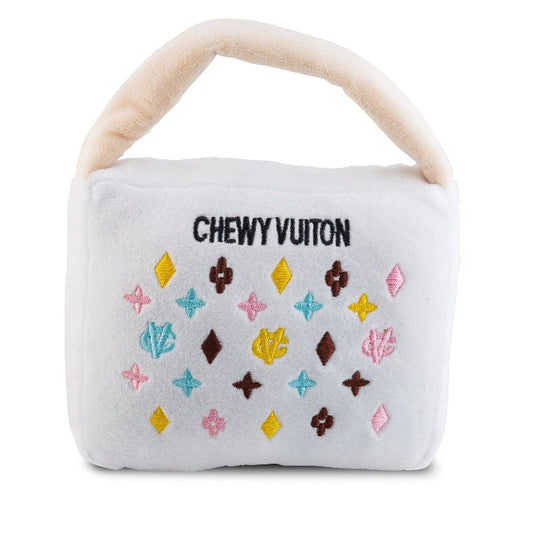 White Chewy V Handbag Plush Squeak Dog Toy - 3 Sizes