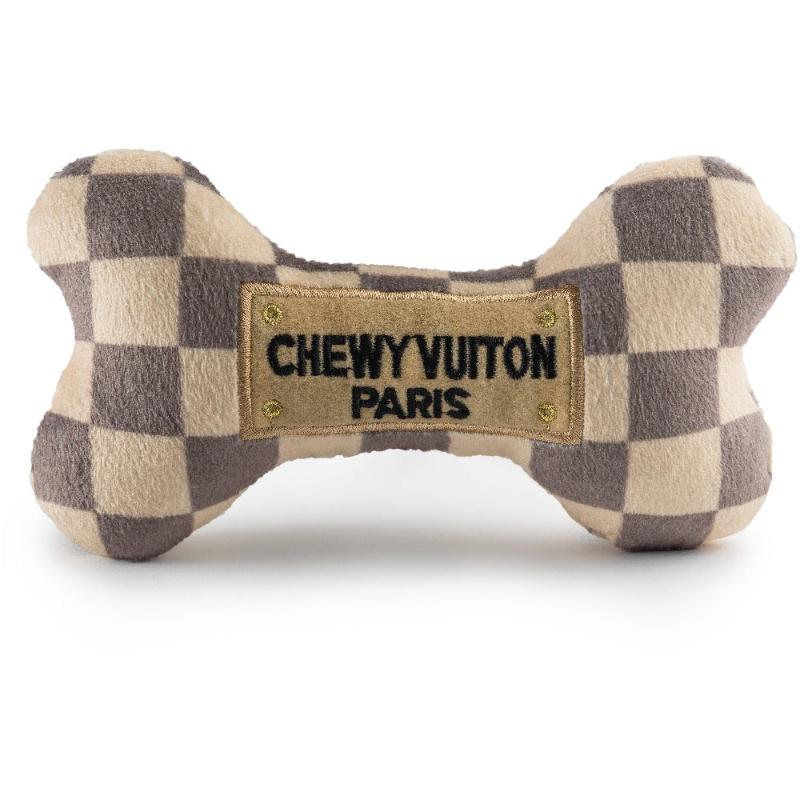 Checker Chewy V Bone Plush Squeak Dog Toy - 3 Sizes