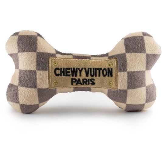 Checker Chewy V Bone Plush Squeak Dog Toy - 3 Sizes
