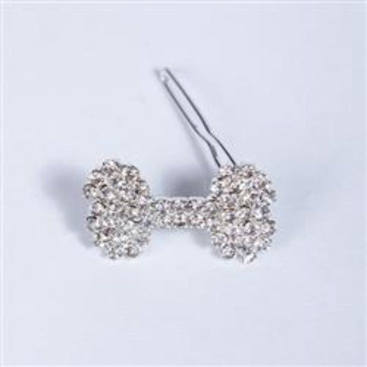 Crystal Bone Pet Barrette: Silver