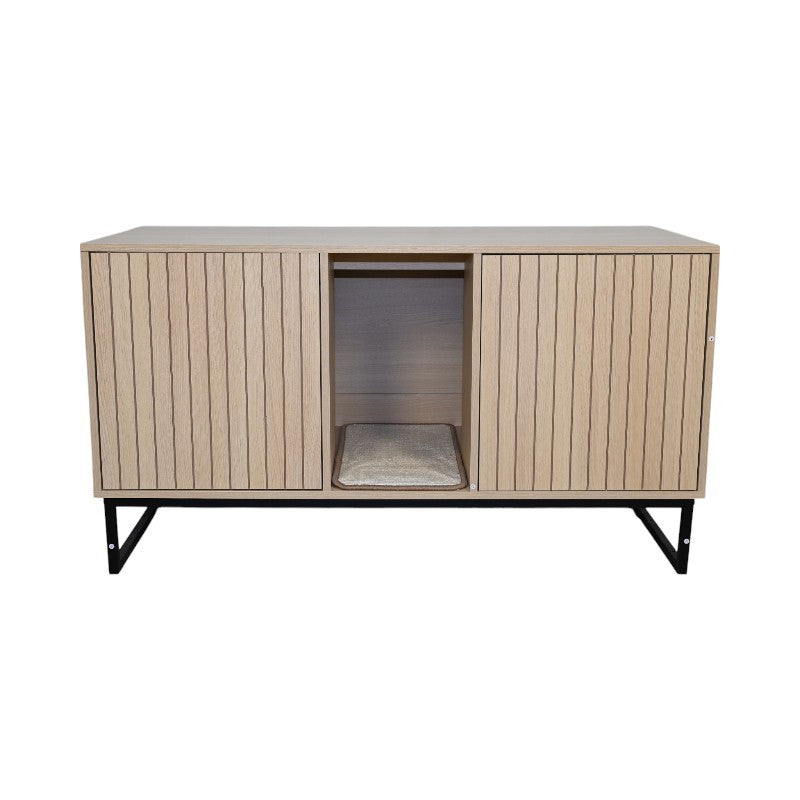 Purrfect Pet Kingdom Modern Wooden Cat House with Scratching Mat - 47.64' x 21.46 (Default) - Premium Cat Trees & Furniture